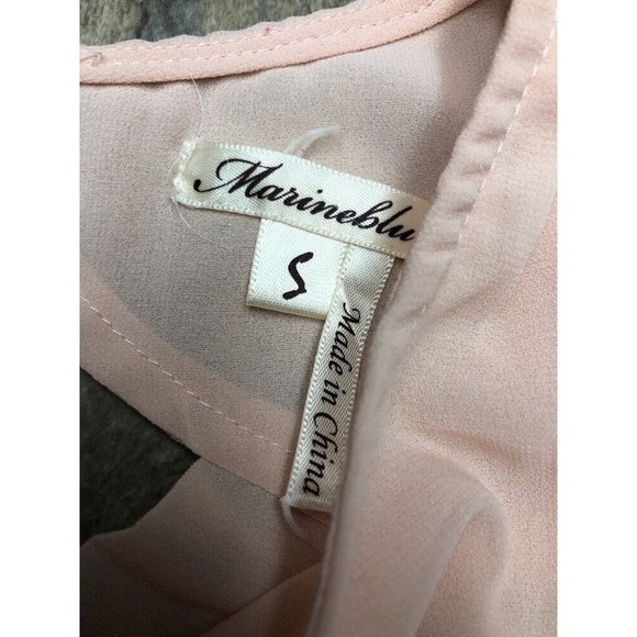 Marineblu Sz S Blush Pink Sleeveless Draped Back Blouse Pearl Front Tank Top - Picture 6 of 9